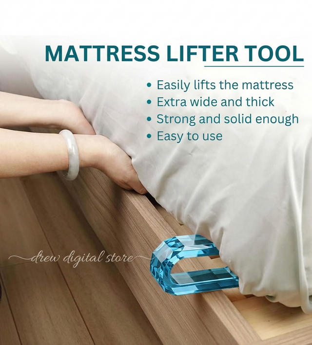 Drew BedEase mattress lifter tool lifting a mattress to tuck sheets